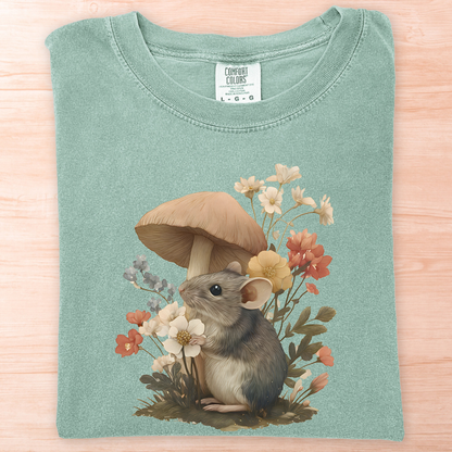 Mouse Mushroom and Flowers T-Shirt