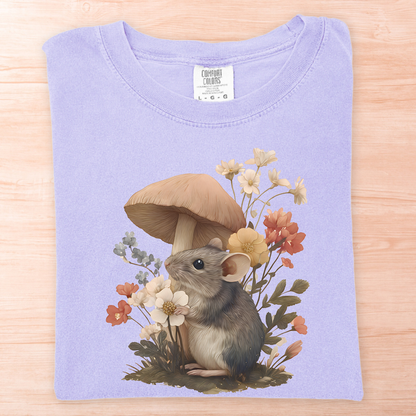 Mouse Mushroom and Flowers T-Shirt