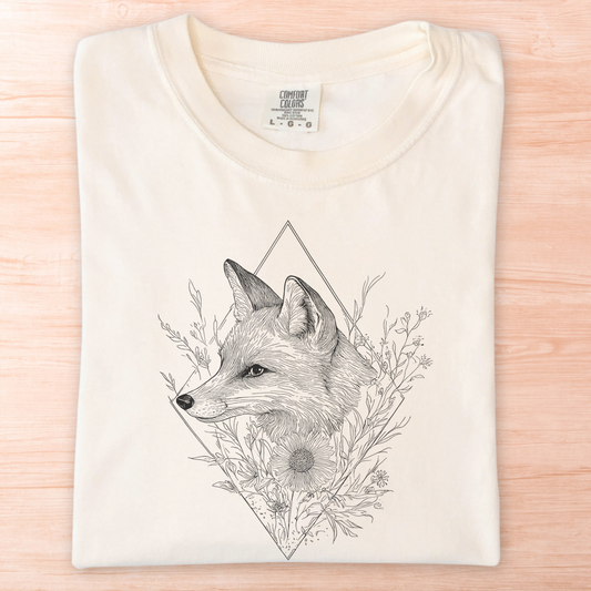 Floral Geometric Fox T-Shirt