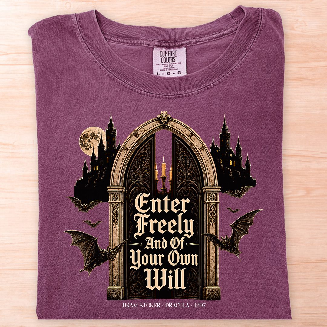 Dracula Enter Freely Door T-Shirt