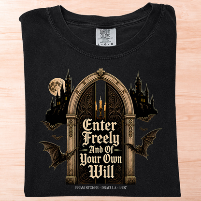 Dracula Enter Freely Door T-Shirt