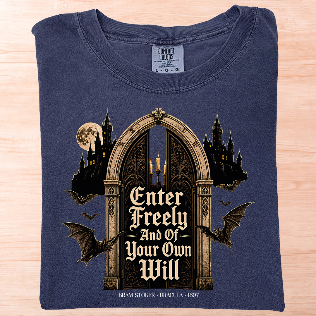 Dracula Enter Freely Door T-Shirt