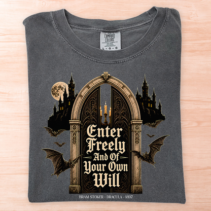 Dracula Enter Freely Door T-Shirt