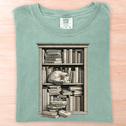 Cat Bookshelf T-Shirt
