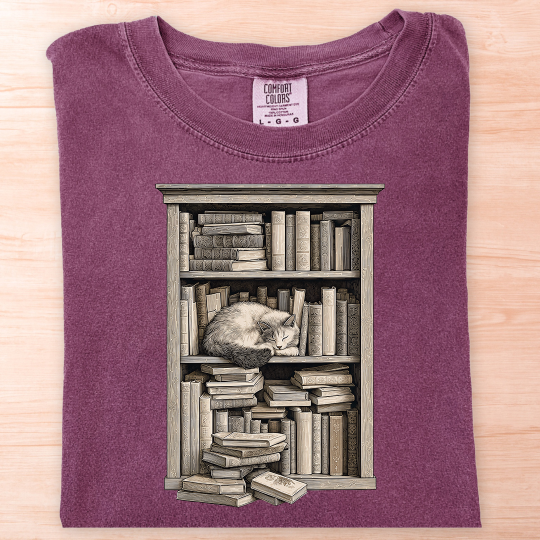Cat Bookshelf T-Shirt