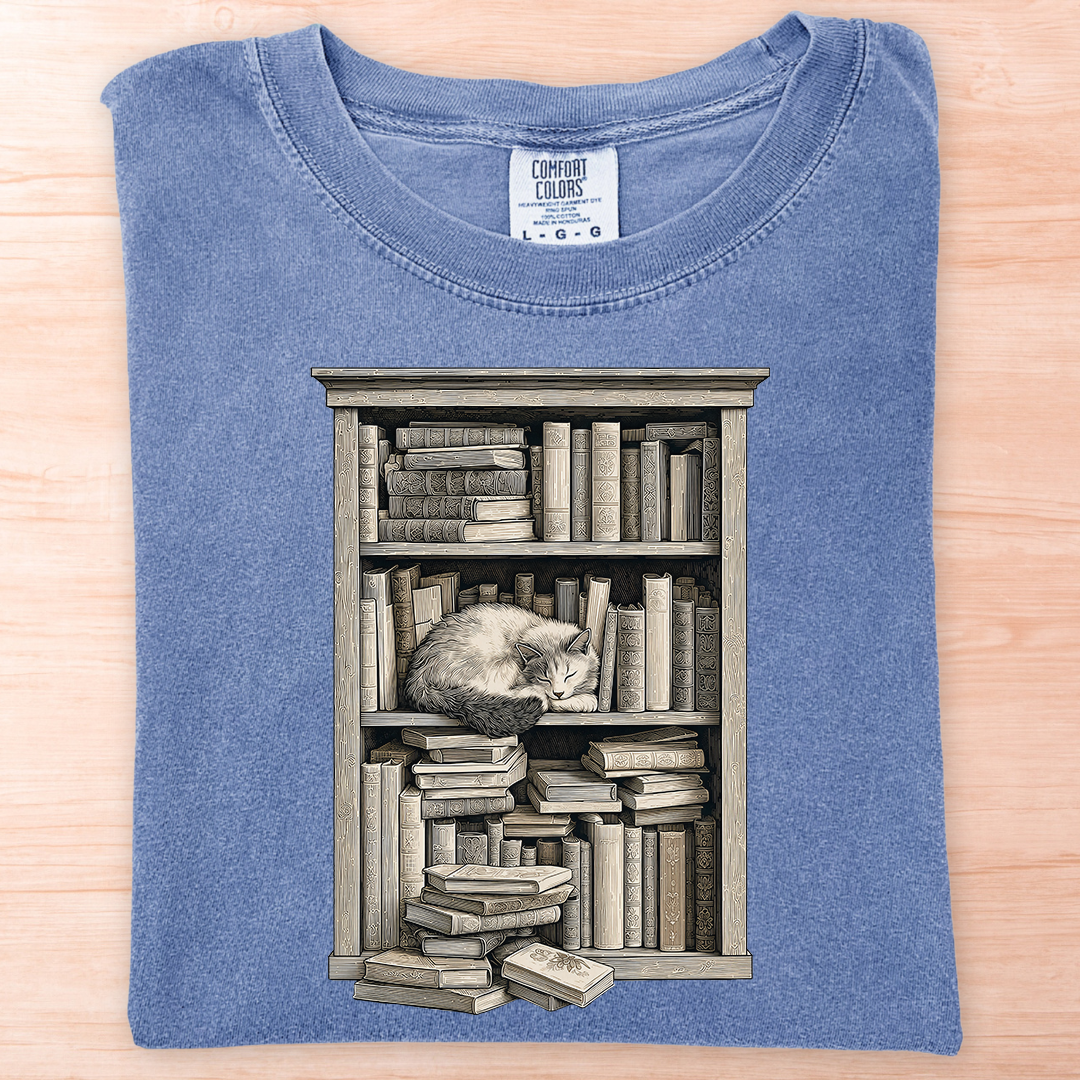 Cat Bookshelf T-Shirt