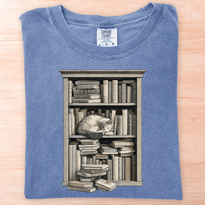 Cat Bookshelf T-Shirt
