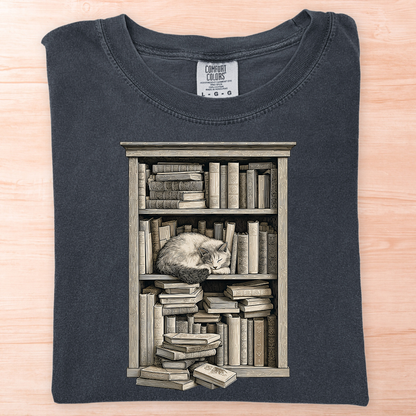 Cat Bookshelf T-Shirt