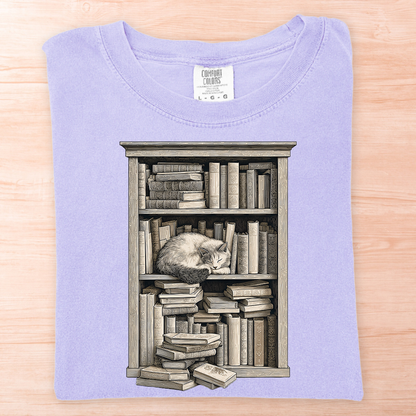 Cat Bookshelf T-Shirt