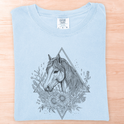 Wildflower Line Art Horse T-Shirt