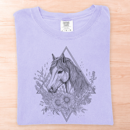 Wildflower Line Art Horse T-Shirt