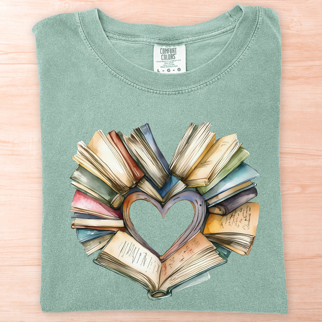 Watercolor Heart Book T-Shirt