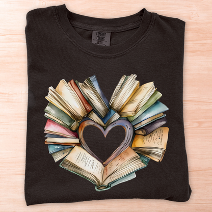 Watercolor Heart Book T-Shirt