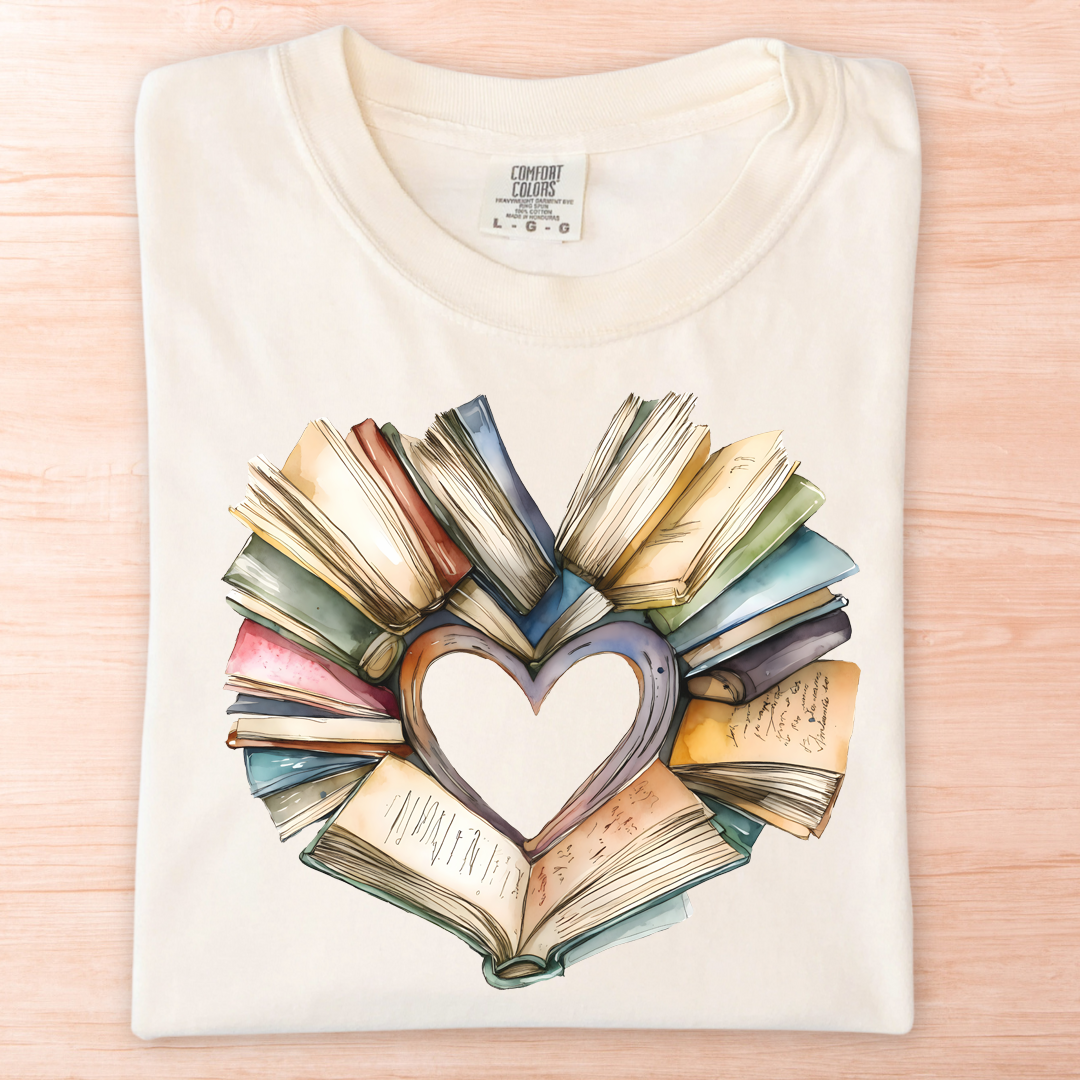 Watercolor Heart Book T-Shirt