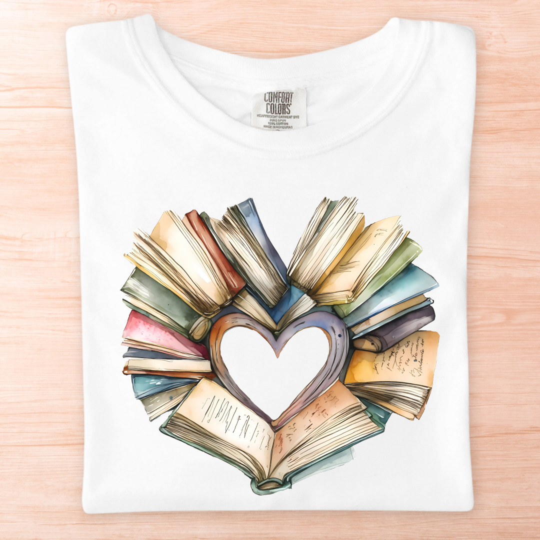 Watercolor Heart Book T-Shirt