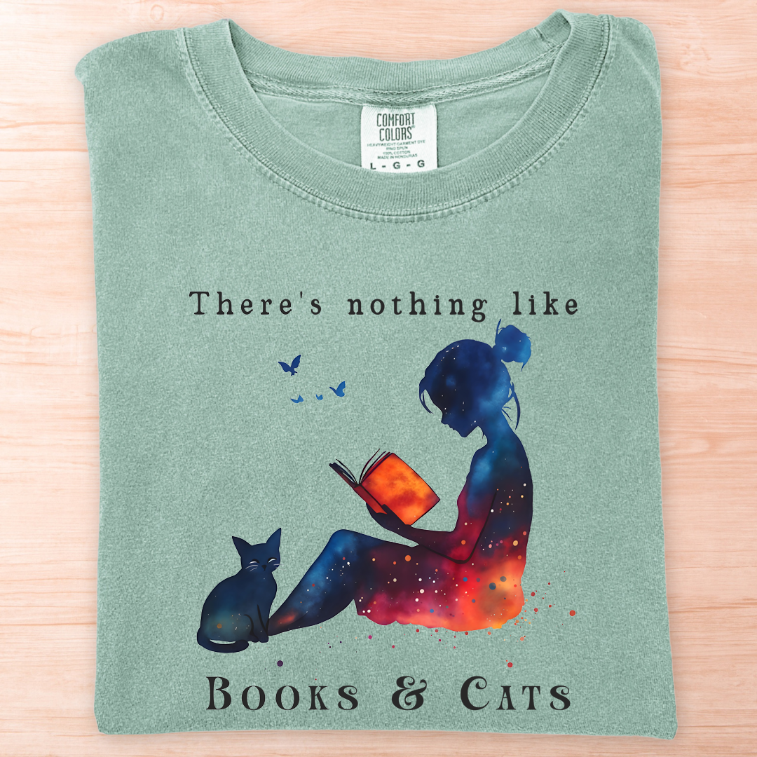 Nothing Like Books And Cats T-Shirt
