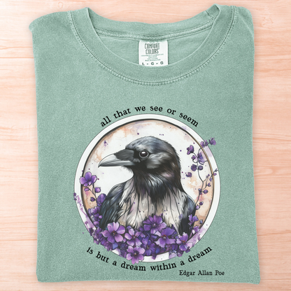 Raven Dream Purple Flowers Poe T-Shirt