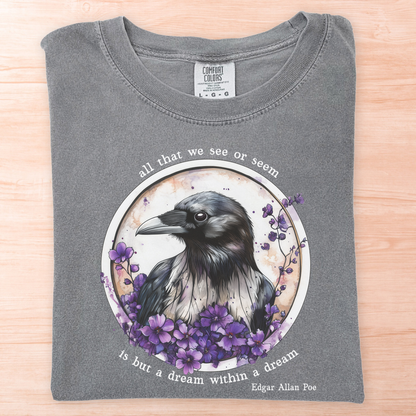 Raven Dream Purple Flowers Poe T-Shirt