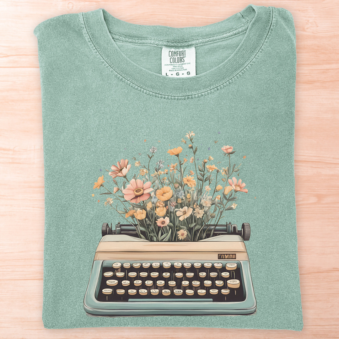 Flower Typewriter T-Shirt