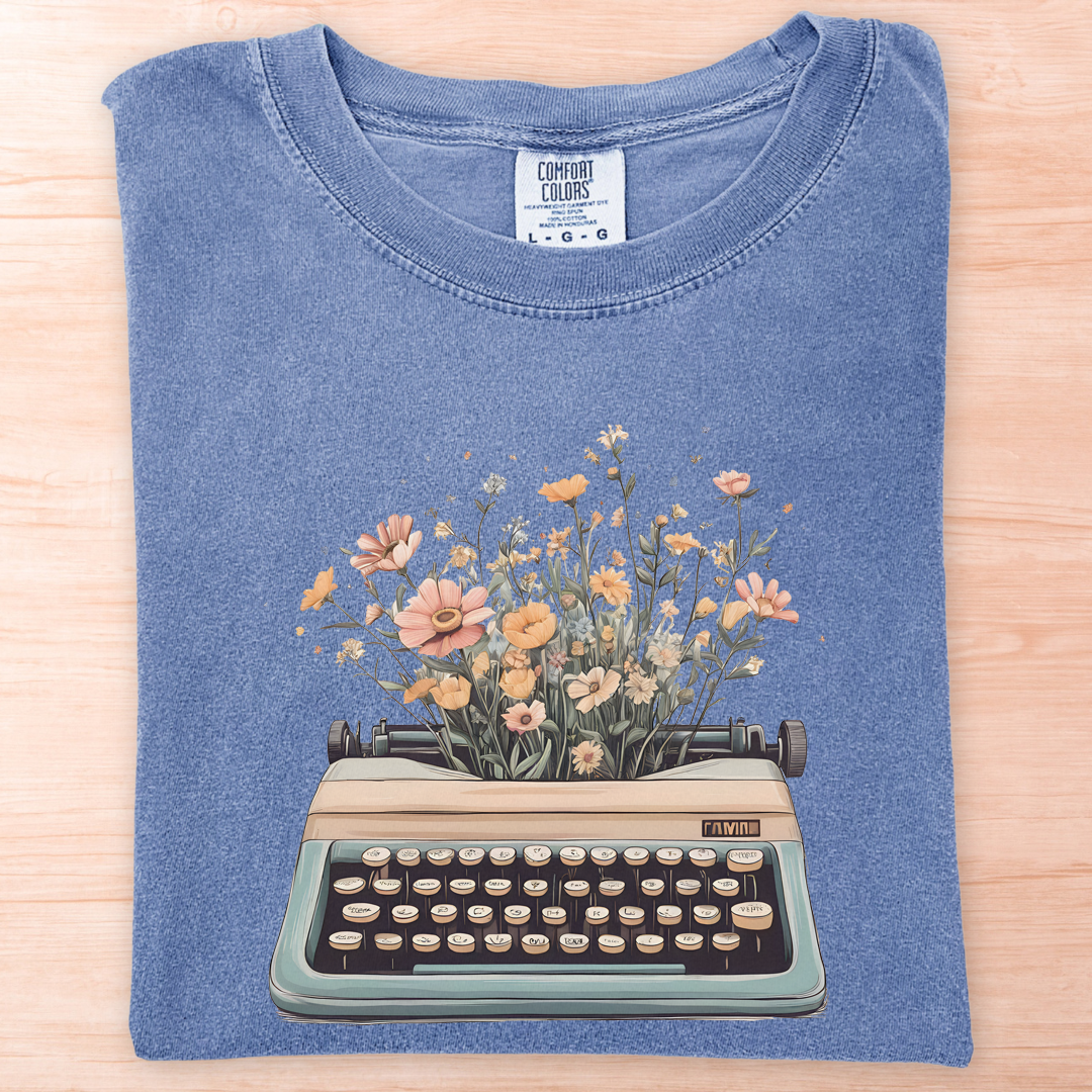 Flower Typewriter T-Shirt