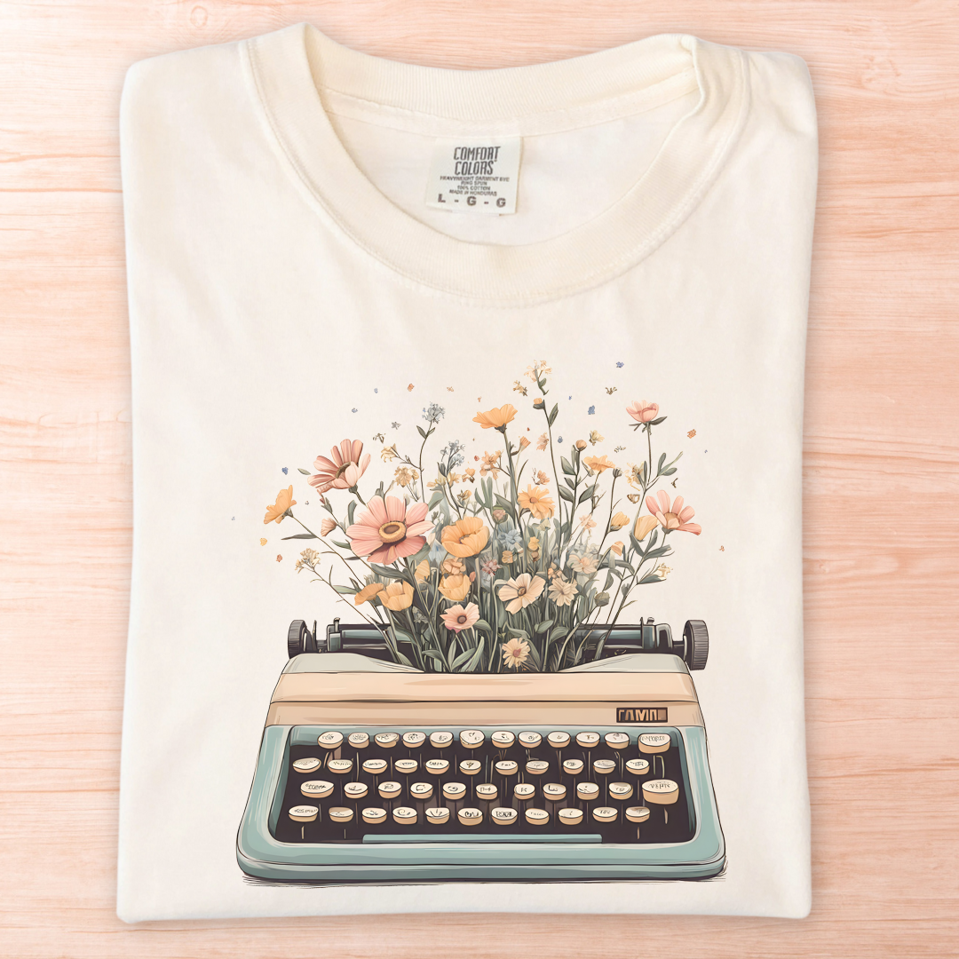 Flower Typewriter T-Shirt