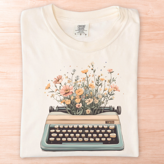Flower Typewriter T-Shirt