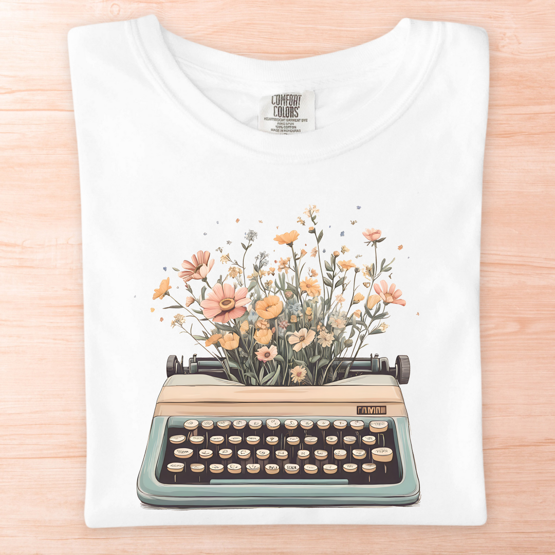 Flower Typewriter T-Shirt