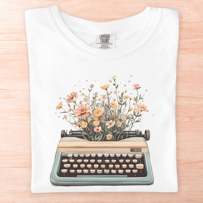 Flower Typewriter T-Shirt