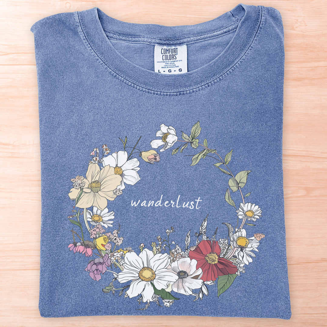 Wanderlust Circle Flowers T-Shirt