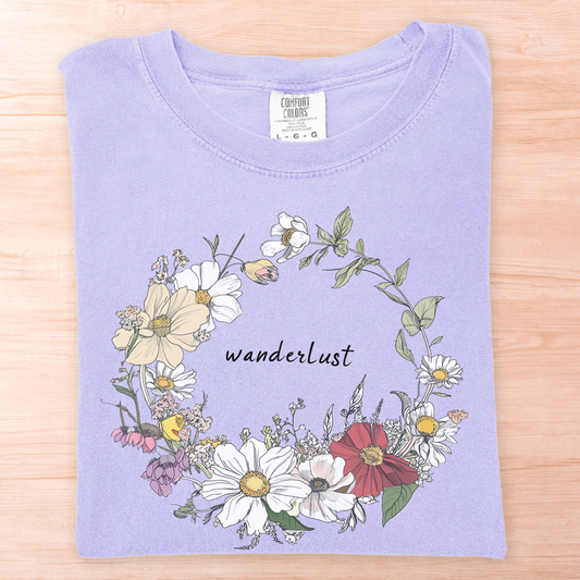 Wanderlust Circle Flowers T-Shirt