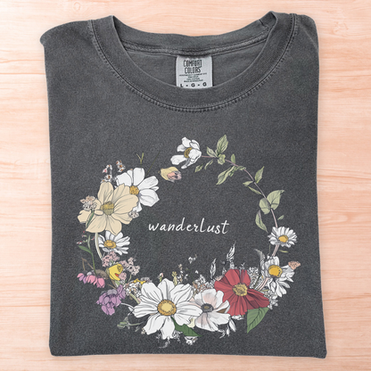 Wanderlust Circle Flowers T-Shirt