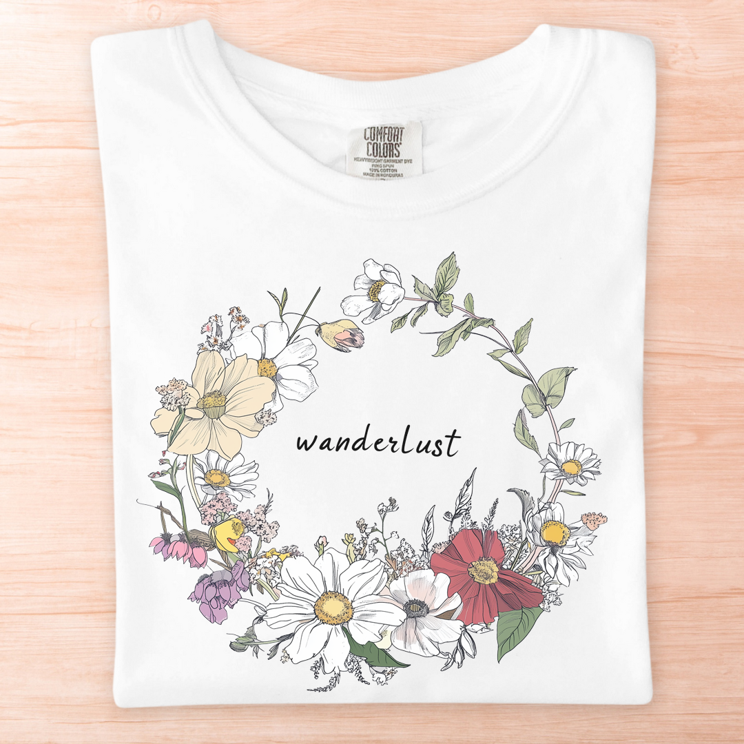 Wanderlust Circle Flowers T-Shirt