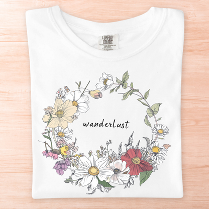 Wanderlust Circle Flowers T-Shirt