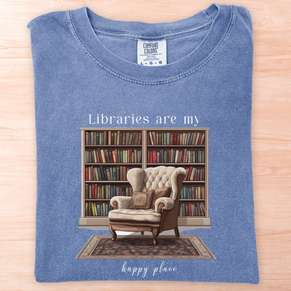 Library Chair Happy Place T-Shirt