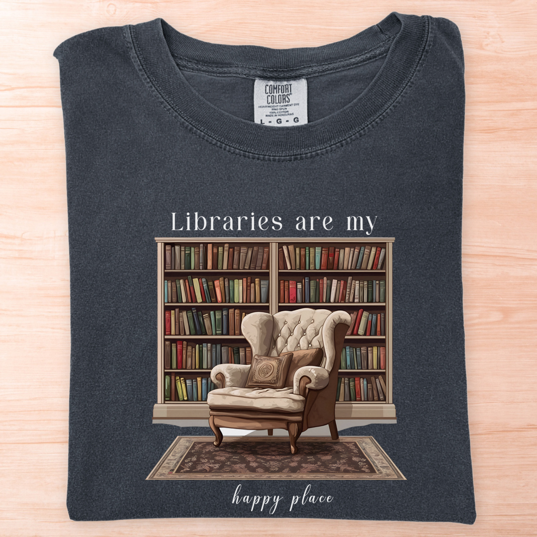 Library Chair Happy Place T-Shirt
