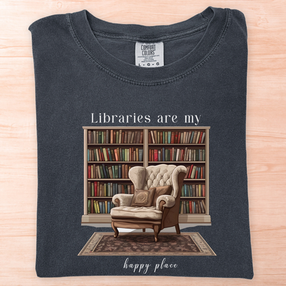 Library Chair Happy Place T-Shirt