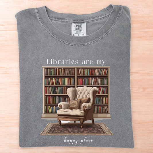 Library Chair Happy Place T-Shirt