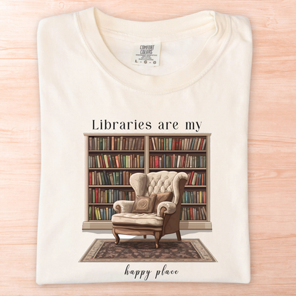 Library Chair Happy Place T-Shirt