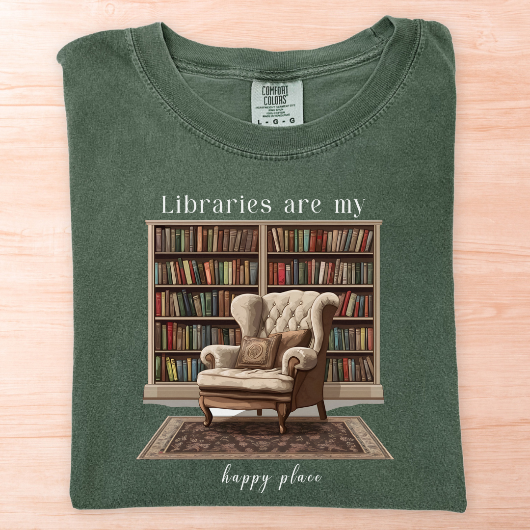 Library Chair Happy Place T-Shirt
