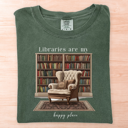Library Chair Happy Place T-Shirt